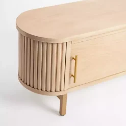 Oval Ribbed Sliding Doors Coffee Table