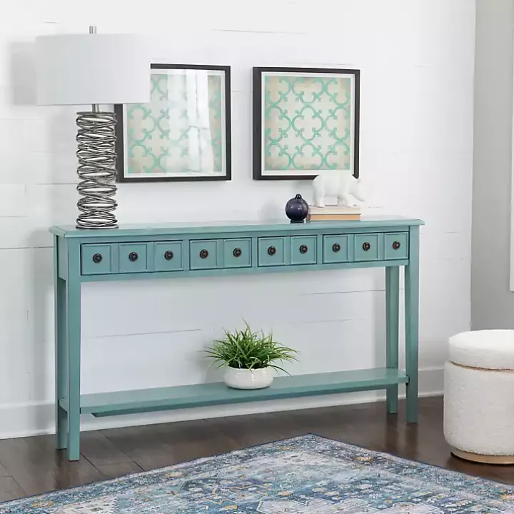 Paloma Teal 4-Drawer Console Table
