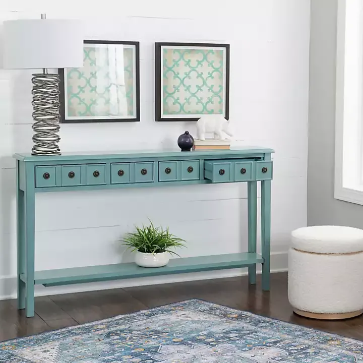Paloma Teal 4-Drawer Console Table