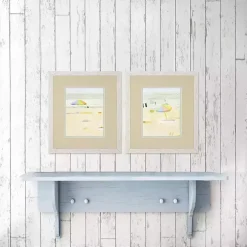 Pastel Beach Umbrella Framed Art Prints, Set of 2