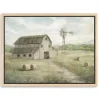 Peaceful Farm Oak Framed Canvas Art Print