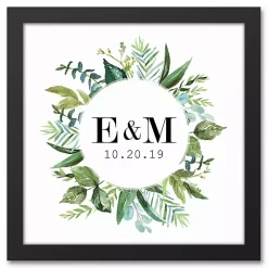 Personalized Framed Monogram Leaves Wall Plaque