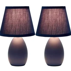 Petite Blue Oblong Table Lamps, Set of 2