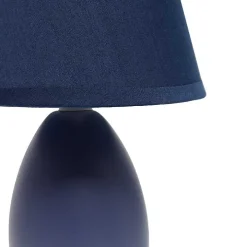 Petite Blue Oblong Table Lamps, Set of 2