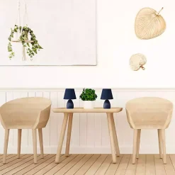 Petite Blue Oblong Table Lamps, Set of 2