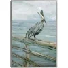 Pierside Pelican Framed Canvas Art Print