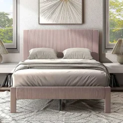 Pink Upholstered Dalia Queen Platform Bed