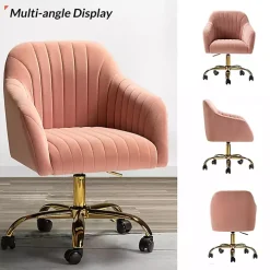 Pink Velvet Swivel Jacyln Office Chair