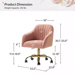 Pink Velvet Swivel Jacyln Office Chair