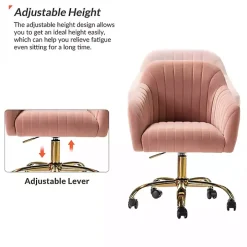 Pink Velvet Swivel Jacyln Office Chair