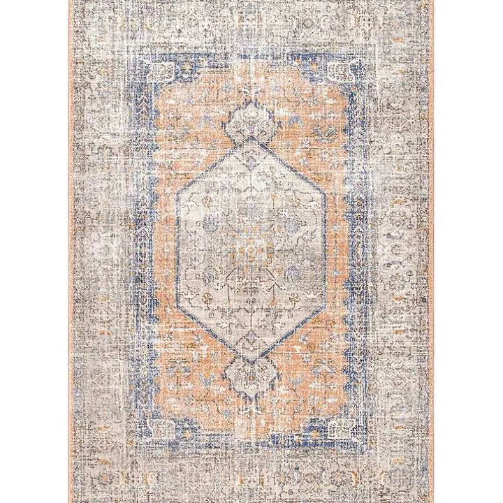 Pink Vintage Floral Print Area Rug, 8x10