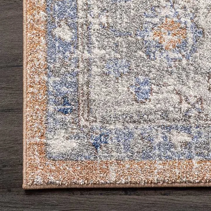 Pink Vintage Floral Print Area Rug, 8x10