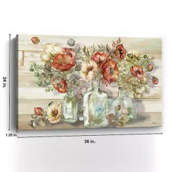 Poppies and Eucalyptus Canvas Wall Art