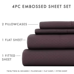 Purple Embossed Checkered 3-pc. Twin Sheet Set