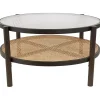 Rattan and Glass 2-Tier Coffee Table