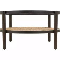 Rattan and Glass 2-Tier Coffee Table