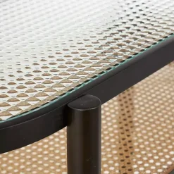 Rattan and Glass 2-Tier Console Table