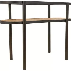 Rattan and Glass 2-Tier Console Table
