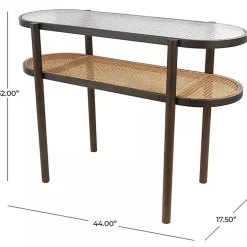 Rattan and Glass 2-Tier Console Table