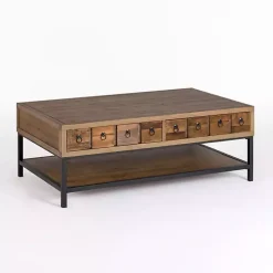 Reclaimed Wood Keeping Drawers Coffee Table
