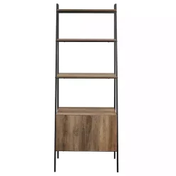 Reclaimed Wood Modern Ladder Bookcase with Cabinet