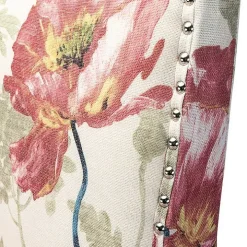 Red and Ivory Floral Upholstered Accent Chair