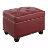 Red Faux Leather Jessy Storage Ottoman
