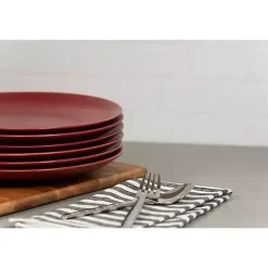 Red Matte Ceramic Dinner Plates, Set of 6