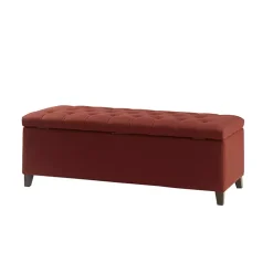 Red Tufted Shandra Storage Bench