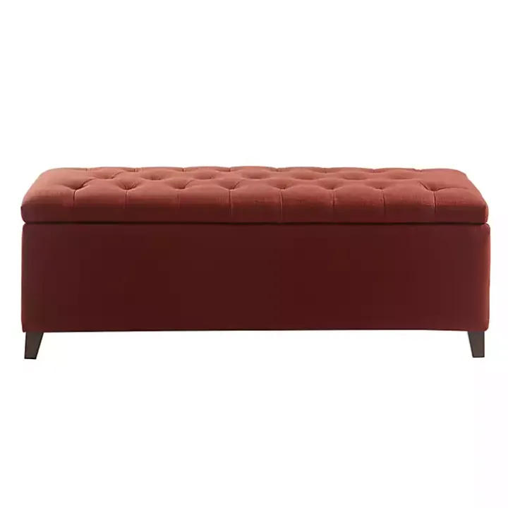 Red Tufted Shandra Storage Bench