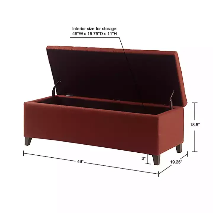Red Tufted Shandra Storage Bench