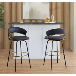 Remy Black Swivel Bar Stools, Set of 2