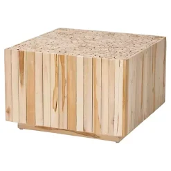 Repurposed Wood Logs Square Coffee Table