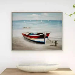 Resting Rowboat Framed Canvas Art Print
