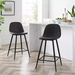 Rorke Black Faux Leather Counter Stools, Set of 2