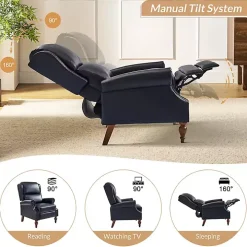Rosalie Navy Faux Leather Manual Recliner