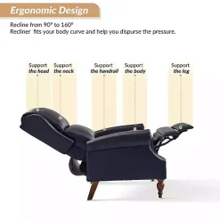 Rosalie Navy Faux Leather Manual Recliner