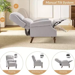 Rosalie Oatmeal Upholstered Manual Recliner