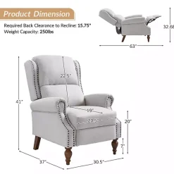 Rosalie Oatmeal Upholstered Manual Recliner