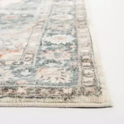 Rosette Green and Ivory Area Rug, 5x7