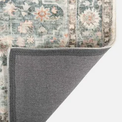 Rosette Green and Ivory Area Rug, 7x9