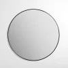 Round Black Nouveau Linear Wall Mirror, 38 in.