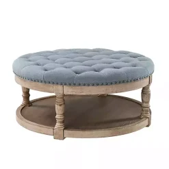 Round Blue Cepheus Tufted Ottoman