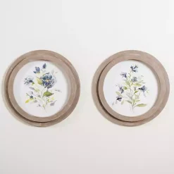 Round Blue Florals I Framed Art Print