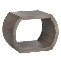 Round Brown Open Side Table