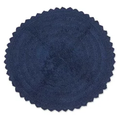 Round French Blue Crochet Bath Mat, 28 in.