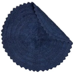 Round French Blue Crochet Bath Mat, 28 in.