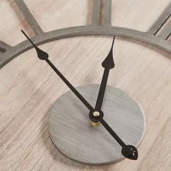 Round Gray and Natural Wooden Wall Clock