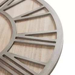 Round Gray and Natural Wooden Wall Clock