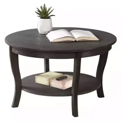 Round Graywash Curved Legs Coffee Table